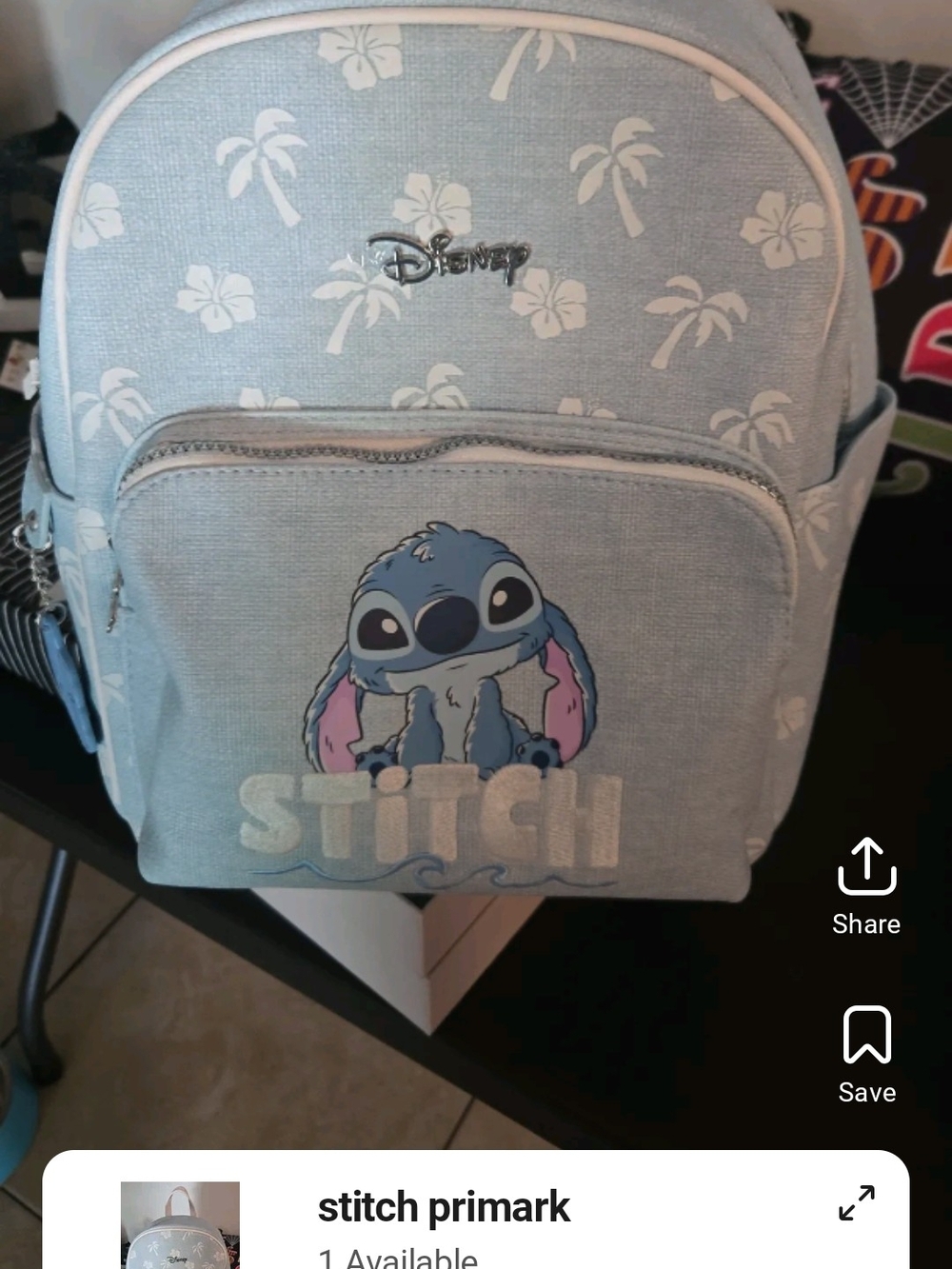 Primark Light Blue Disney Stitch Palm-Print Backpack